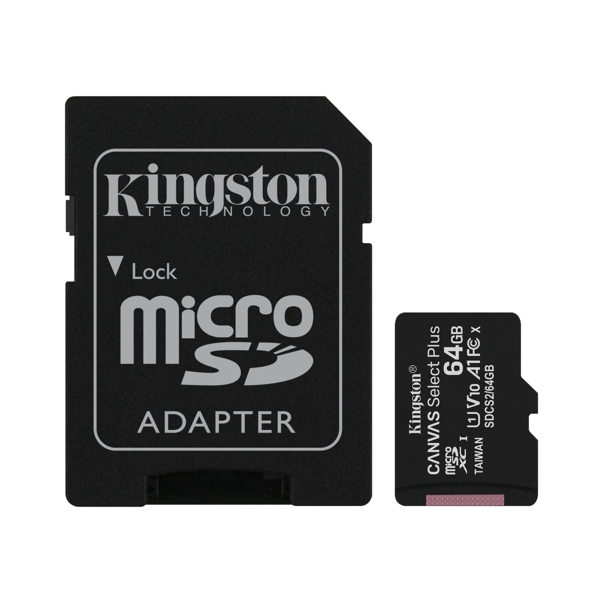   Micro SDHC C10 UHS-I U1 Kingston Canvas Select Plus 100MB/s 64Gb + 1 ADP (740617298697)