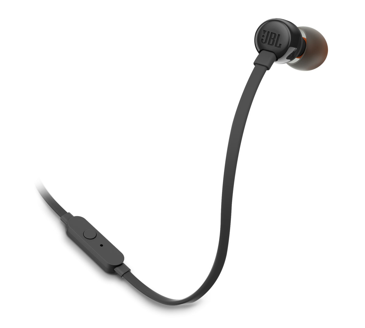 JBL Tune 110 (T110) Black In-Ear Headphones + JBL Pure Bass Sound + Single button remote/mic ( &   flat )