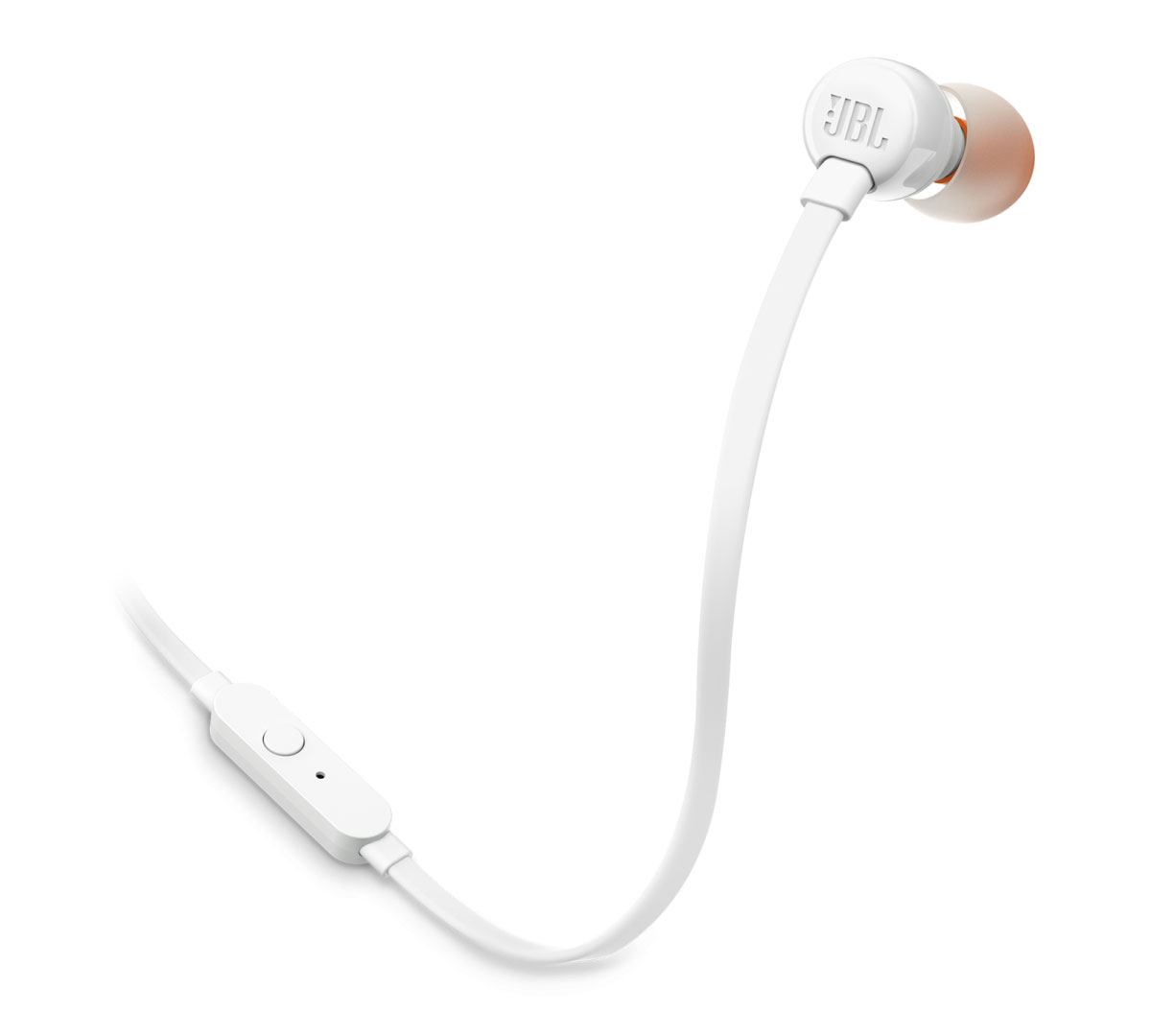 JBL Tune 110 (T110) White In-Ear Headphones + JBL Pure Bass Sound + Single button remote/mic ( &   flat )