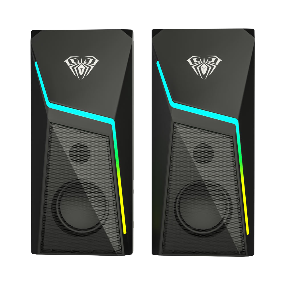 Aula N-521 Gaming Speakers | Portable & Stylish | Volume Control | 360 Stereo Surround | RGB Lighting Effect