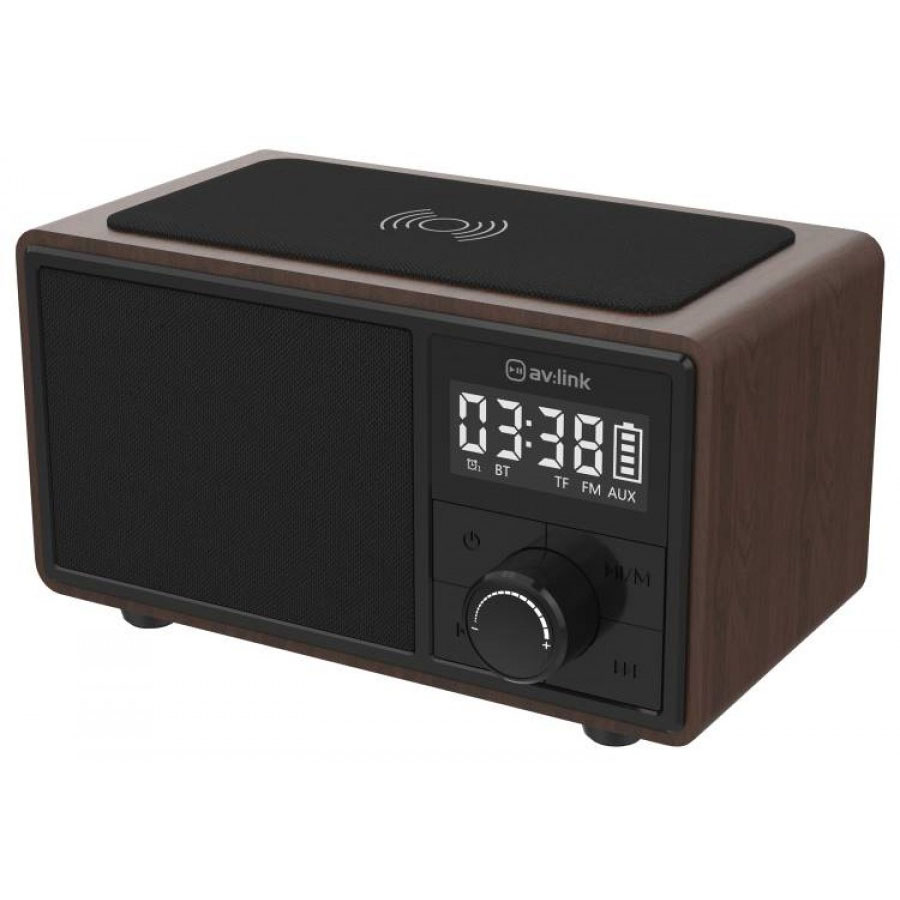 AvLink Fusion Portable Speaker | Bluetooth + Line-in + microSD + FM Radio + Handsfree + Alarm Clock + Wireless Charging Plate AvLink Fusion Portable Speaker | Bluetooth + Line-in + microSD + FM Radio + Handsfree + Alarm Clock + Wireless Charging Plate
