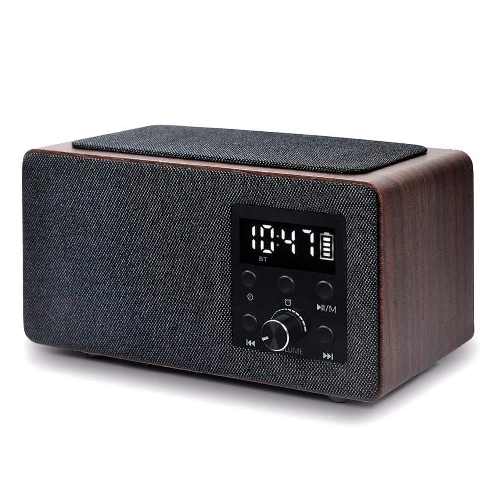 Fontastic VALS Portable Speaker | Bluetooth + Line-in + microSD + FM Radio + Handsfree + Alarm Clock + Wireless Charging Plate