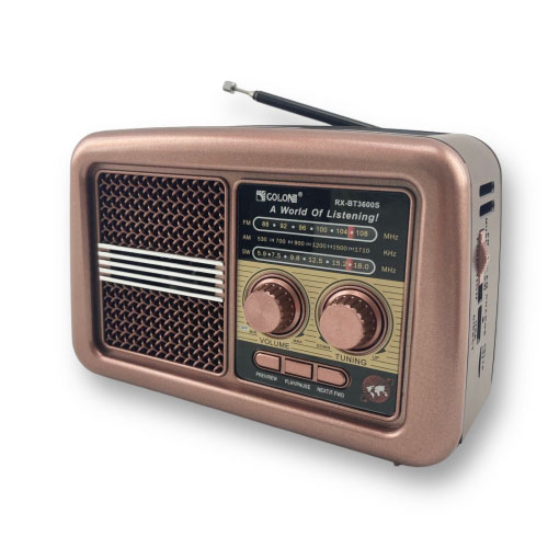 Golon RX-BT3600S Rose Gold Portable Bluetooth Speaker with FM/AM/SW Radio + microSD + USB + LED Torch + Solar Panel