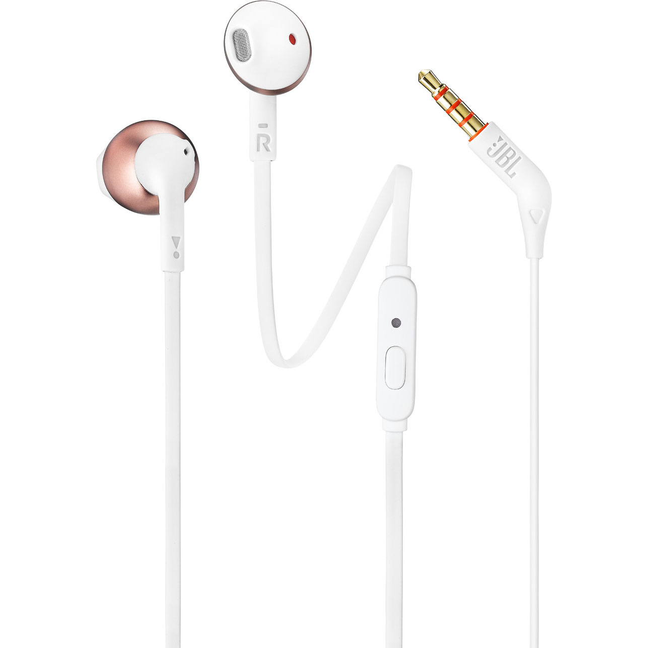 JBL Tune 205 (T205) Rose Gold Earbud Headphones + JBL Pure Bass Sound + Single button remote/mic