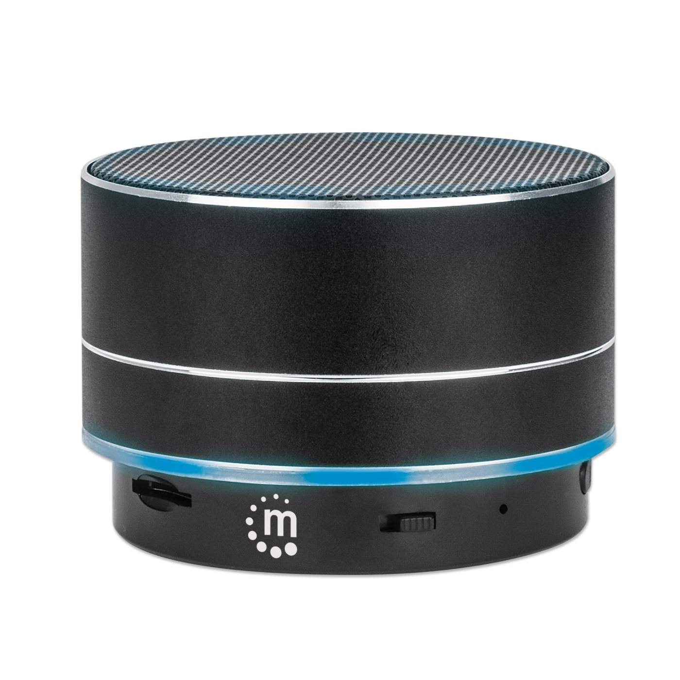 Manhattan 165310 Metallic LED Bluetooth Speaker | Bluetooth + Line-in + microSD + USB + Handsfree + LED Party Lights