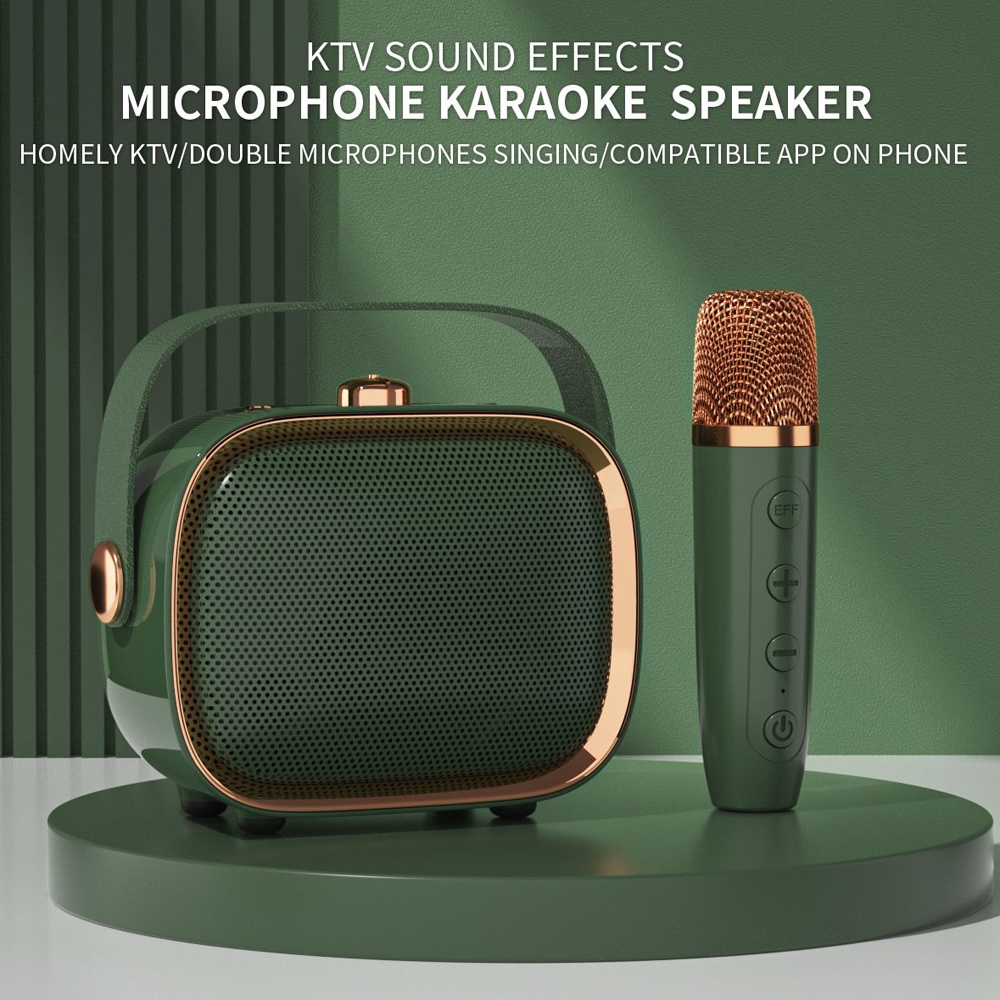 NewRixing NR-138w Green Stylish Party Speaker | Bluetooth + Line-in + microSD + USB + Karaoke + 2 x Wireless Microphones