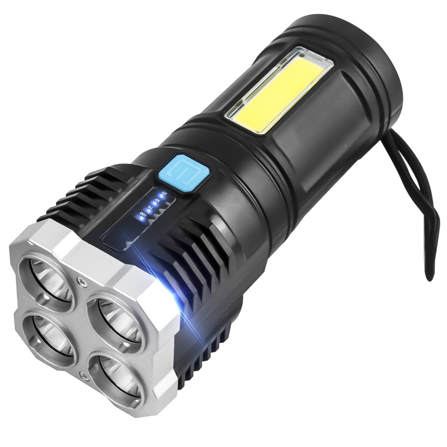 Tangda L-19 800 Lumens 4 x LED Flashlight | Φακός + Strobe + Πλευρικός Φακός Εργασίας | Waterproof Tangda L-19 800 Lumens 4 x LED Flashlight | Φακός + Strobe + Πλευρικός Φακός Εργασίας | Waterproof