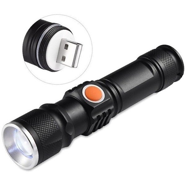 Tangda T6 500 Lumens LED Flashlight | Φακός + Strobe + SOS | Zoomable + Waterproof | USB Θύρα για Φόρτιση! Tangda T6 500 Lumens LED Flashlight | Φακός + Strobe + SOS | Zoomable + Waterproof | USB Θύρα για Φόρτιση!