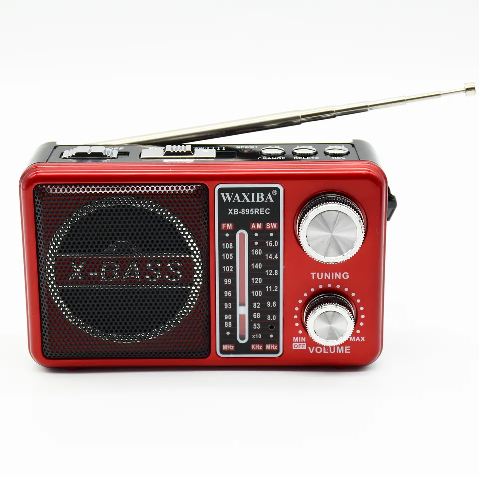 Waxiba XB-895REC Red Portable Bluetooth Speaker with FM/AM/SW Radio + microSD + USB + Φακός + Ηχογράφηση Waxiba XB-895REC Red Portable Bluetooth Speaker with FM/AM/SW Radio + microSD + USB + Φακός + Ηχογράφηση