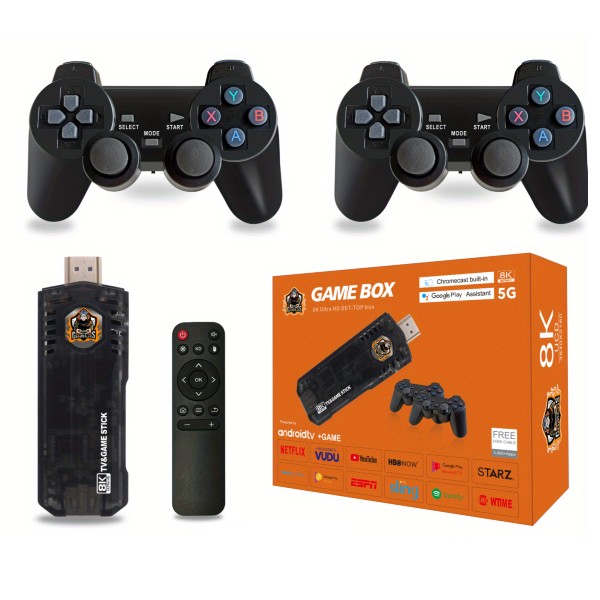 Dual System HDMI TV Box + Game Box | 10.000+   2 Gamepad | Android TV  Remote | 8K Ultra HD