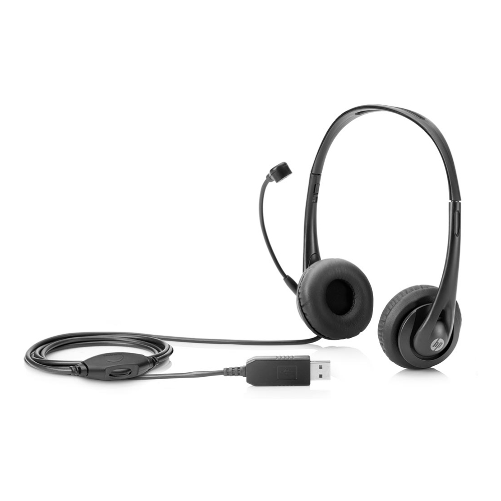 HP Stereo USB Headset T1A67AA | Noise-cancelling | Comfortable Design | In-line Volume Control & Mute