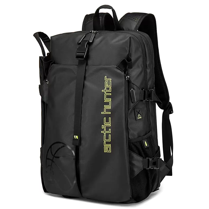 Arctic Hunter B00391-BK Gym Notebook Backpack 14"-15.6" | USB + 3.5mm Out | Waterproof Wash Bag + Shoes Bag + Ball Bag