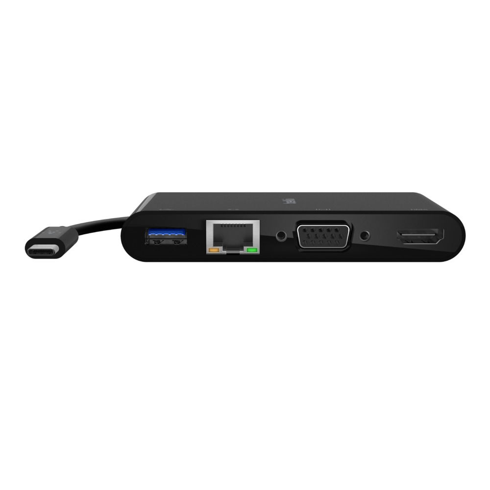 Belkin (AVC005btBK) USB-C / Thunderbolt 3 --> 4-in-1 Adapter (4K HDMI, VGA, Gigabit Ethernet & USB-A 3.0) Belkin (AVC005btBK) USB-C / Thunderbolt 3 --> 4-in-1 Adapter (4K HDMI, VGA, Gigabit Ethernet & USB-A 3.0)