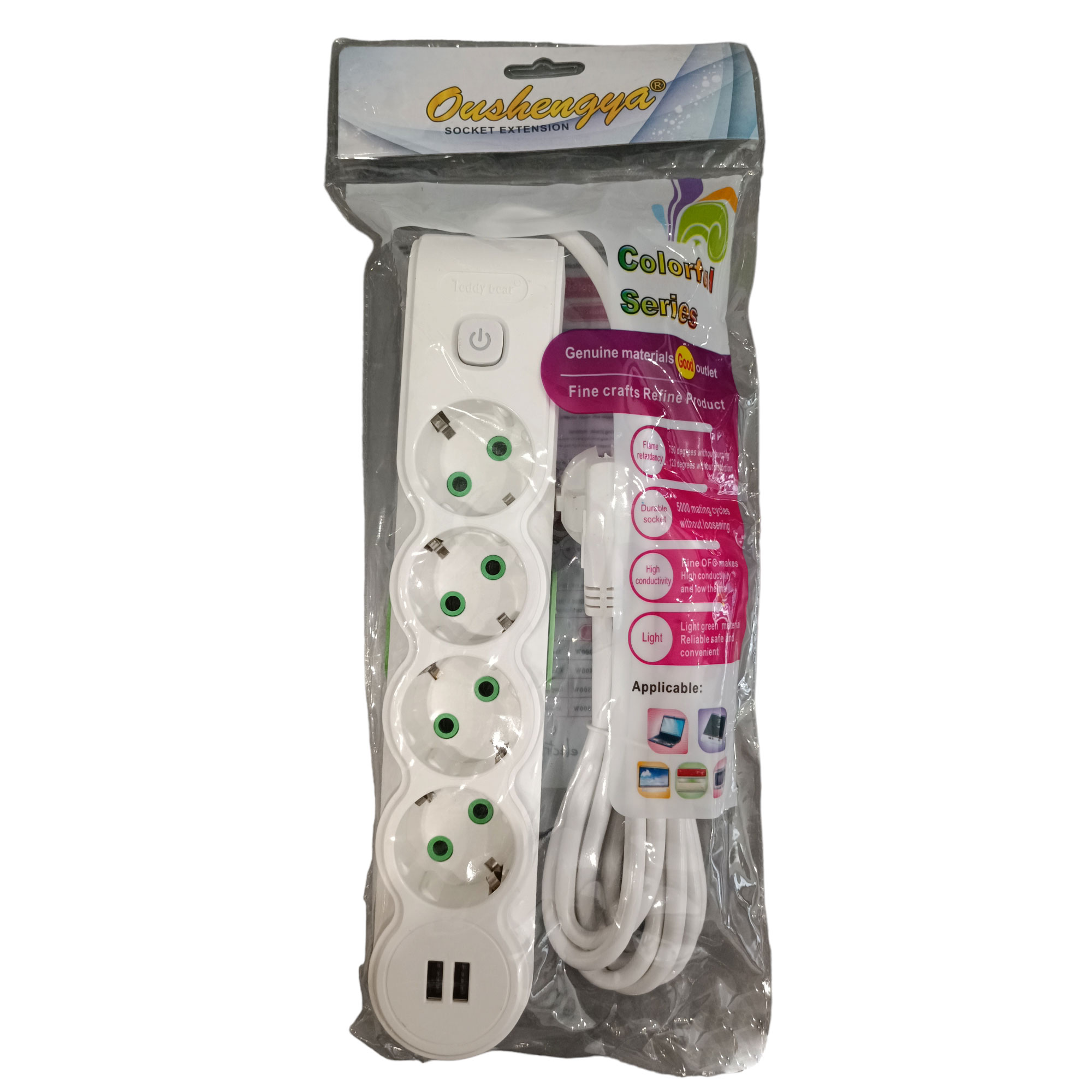 Oushengga 2 x USB + 4 x AC Socket | Πολύπριζο ρεύματος με 2 θύρες USB + 4 πρίζες Schuko + Διακόπτης on/off + Καλώδιο 2.5m Oushengga 2 x USB + 4 x AC Socket | Πολύπριζο ρεύματος με 2 θύρες USB + 4 πρίζες Schuko + Διακόπτης on/off + Καλώδιο 2.5m