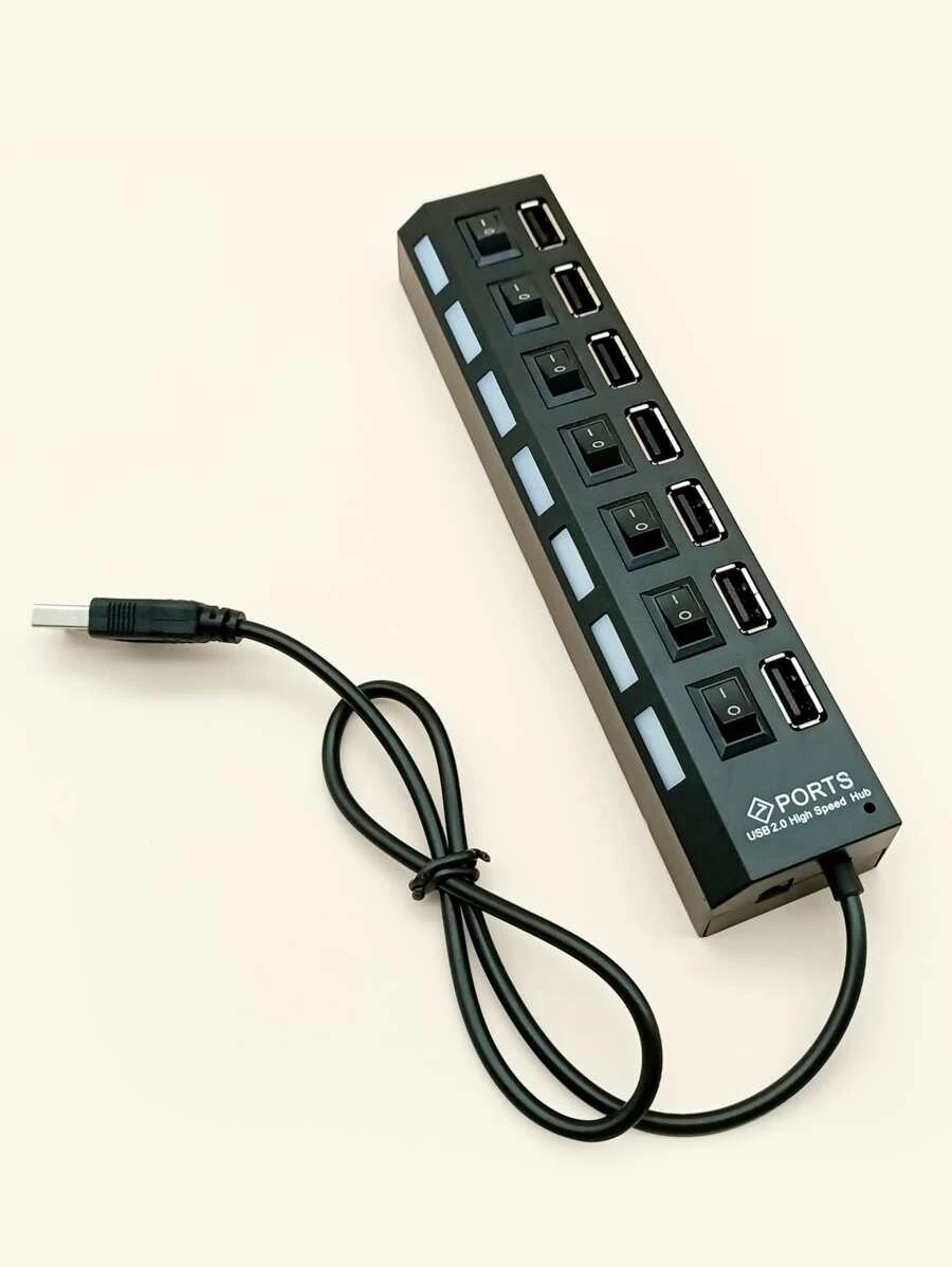 Soultronic HUB7 High Speed USB Hub | USB 2.0 --> 7 x  USB 2.0 | Light & Portable | On/Off   