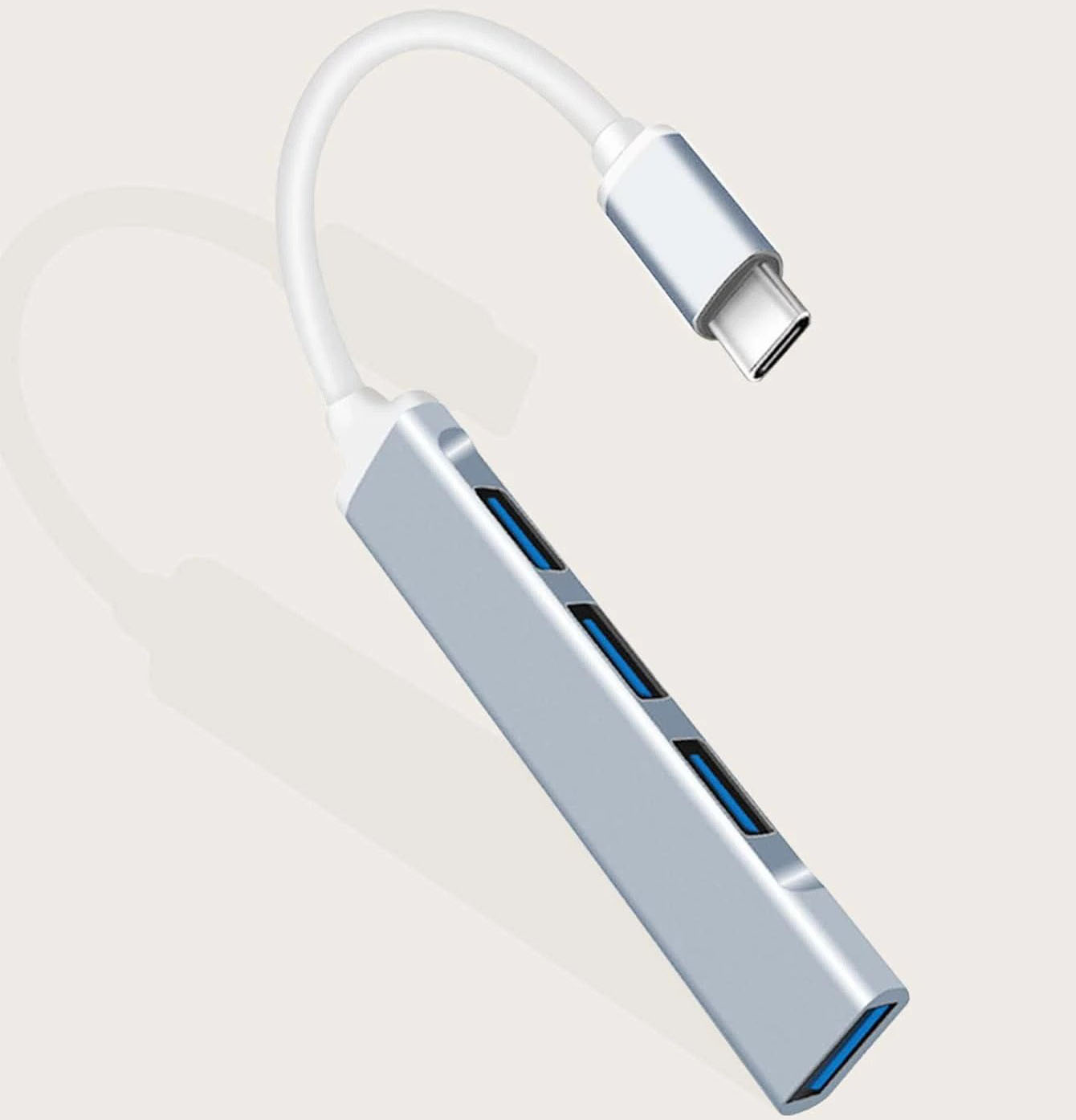 Soultronic HUB41 Silver High Speed USB 3.0 Hub | Type-C --> 4 x  USB | Light & Portable | Aluminium Design