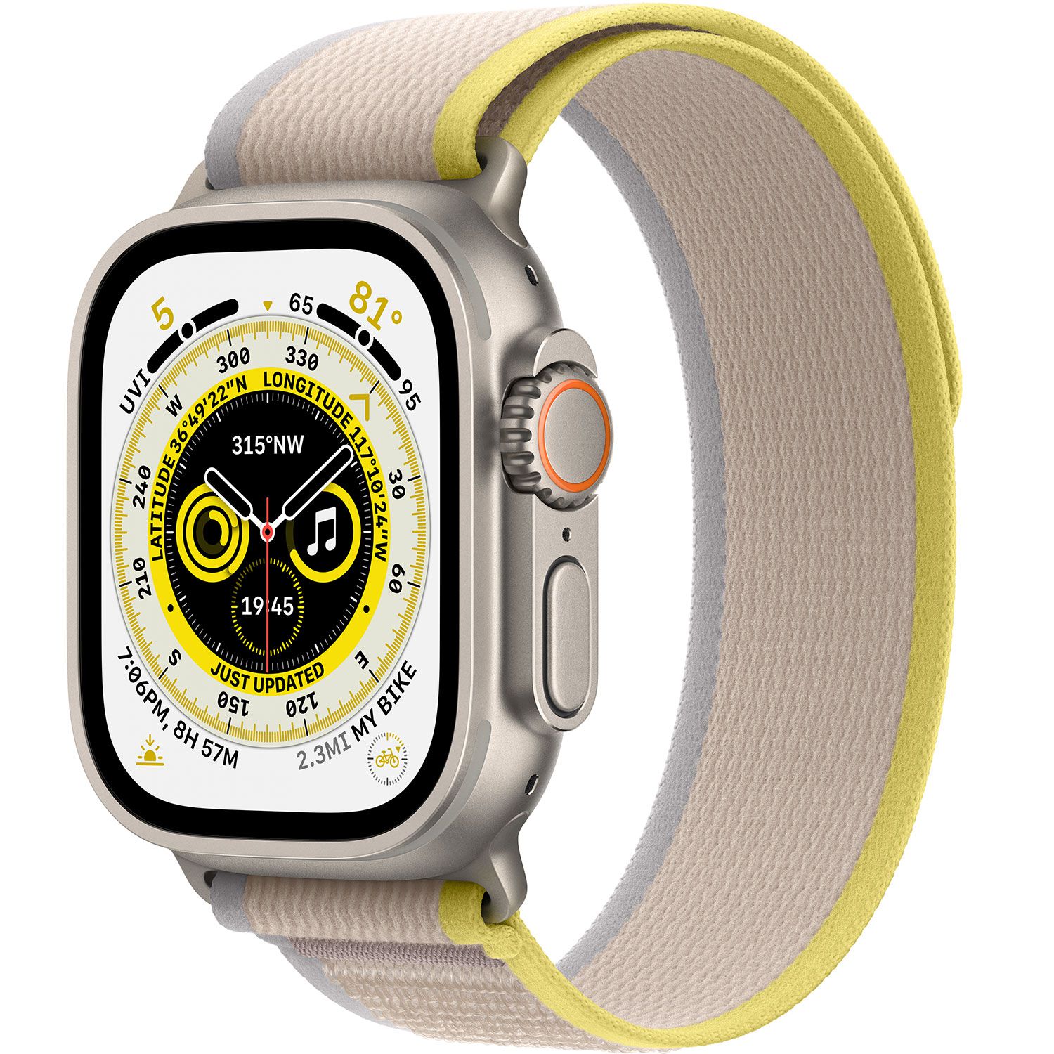 Apple Watch Ultra 49mm Titanium  Yellow/Beige Trail Loop (M/L) (MQFU3GK/A)