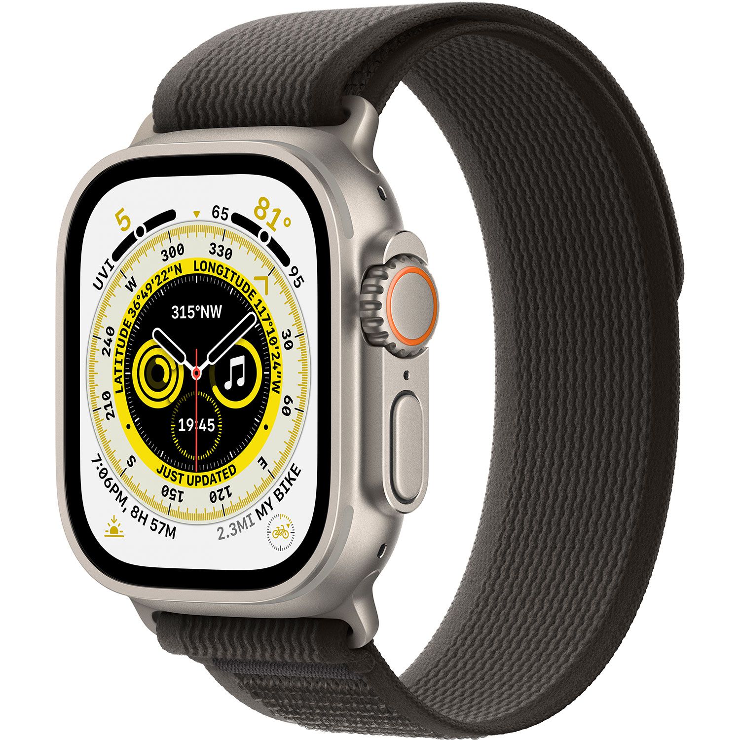 Apple Watch Ultra 49mm Titanium  Black/Gray Trail Loop (Medium/Large) (MQFX3GK/A)