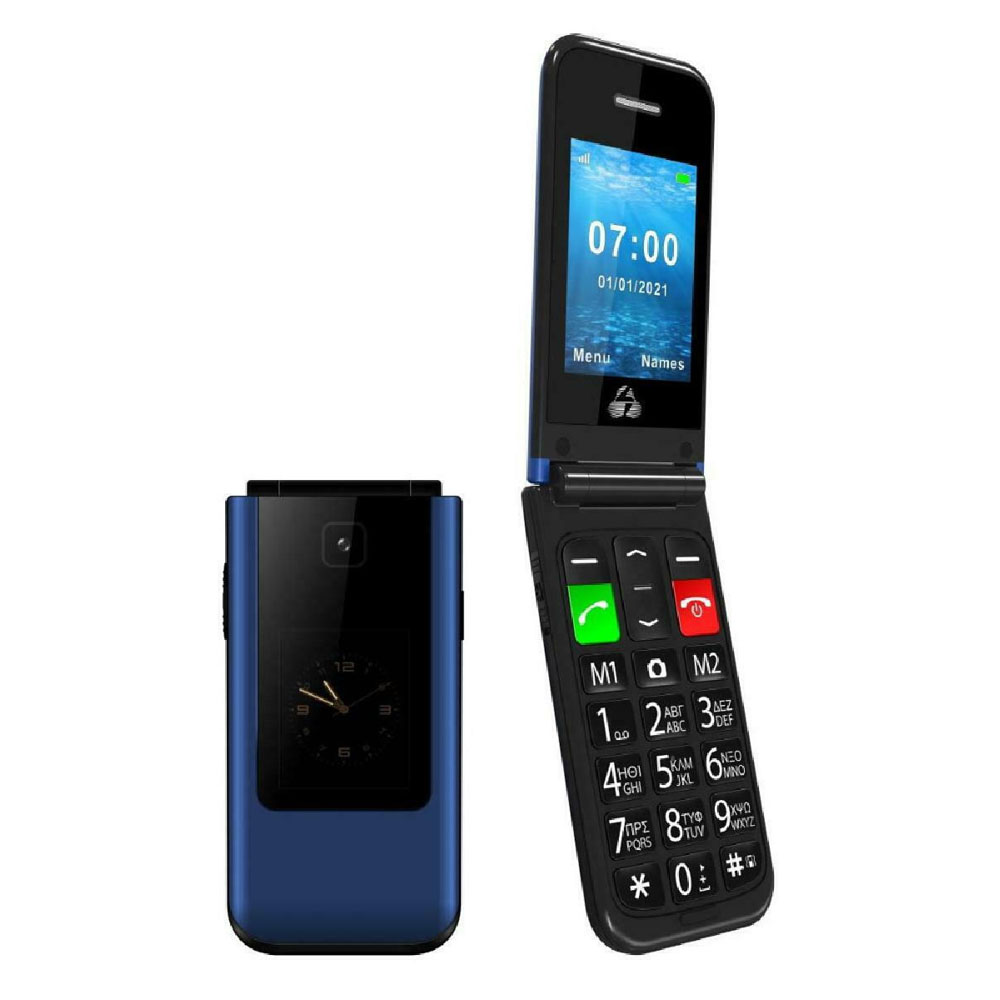 PowerTech PTM-26 Dual Sim & 2 οθόνες Mobile Phone Blue με Bluetooth, Radio, Κάμερα, SOS Call & ελληνικό μενού PowerTech PTM-26 Dual Sim & 2 οθόνες Mobile Phone Blue με Bluetooth, Radio, Κάμερα, SOS Call & ελληνικό μενού