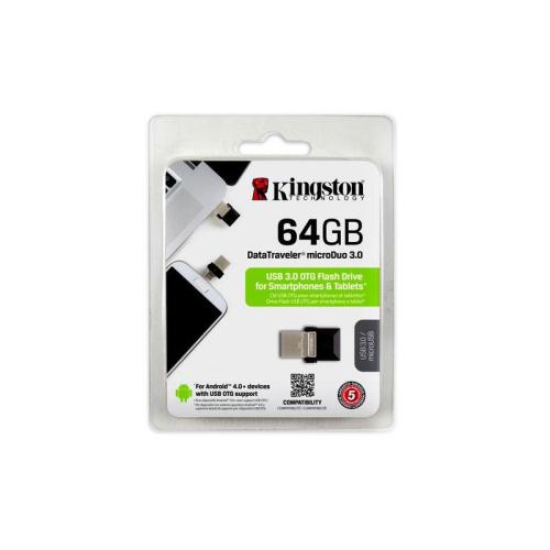 USB 3.0 Flash Disk Kingston DT Micro Duo USB A & microUSB 64GB Μαύρο (740617230833) USB 3.0 Flash Disk Kingston DT Micro Duo USB A & microUSB 64GB Μαύρο (740617230833)