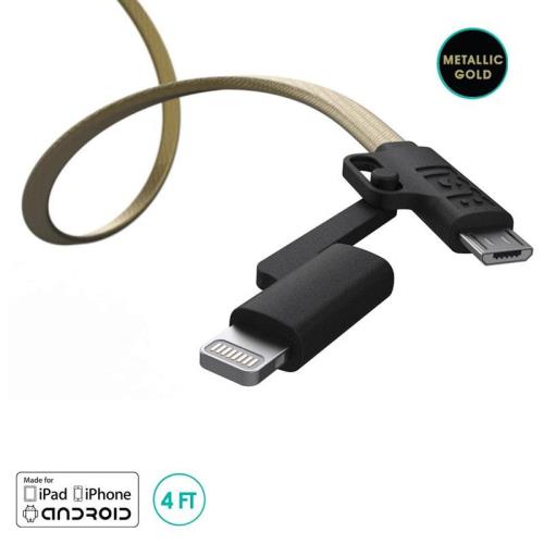   USB 2.0 BuQu CORDZ Duo USB A  Micro USB & Lightning 1.2m - (609525765847)