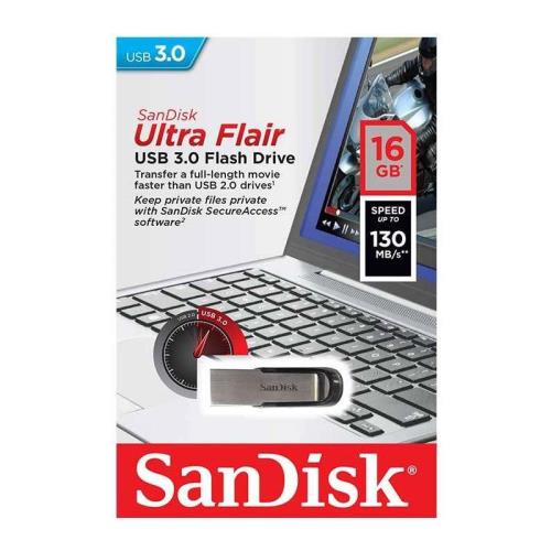 USB 3.0 Flash Disk SanDisk Ultra Flair SDCZ73 USB A 16GB 130MB/s (619659136680)