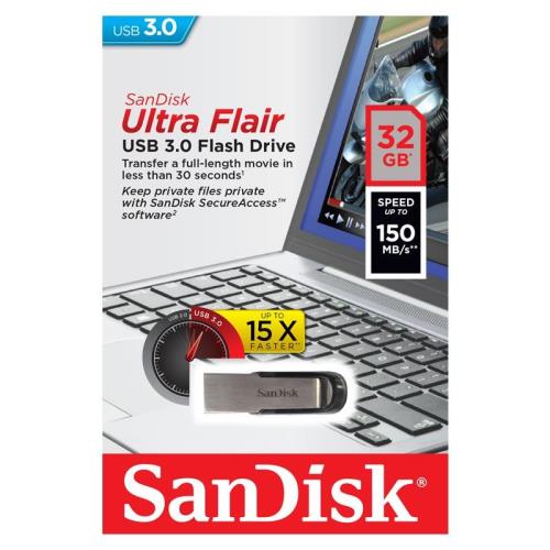 USB 3.0 Flash Disk SanDisk Flair SDCZ73 USB A 32GB 150MB/s Μαύρο (619659136697) USB 3.0 Flash Disk SanDisk Flair SDCZ73 USB A 32GB 150MB/s Μαύρο (619659136697)