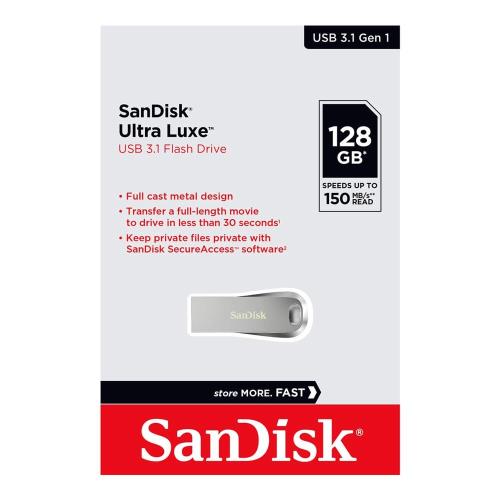 USB 3.1 Flash Disk SanDisk Ultra Luxe SDCZ74 USB A 128GB 150MB/s Ασημί (619659172855) USB 3.1 Flash Disk SanDisk Ultra Luxe SDCZ74 USB A 128GB 150MB/s Ασημί (619659172855)