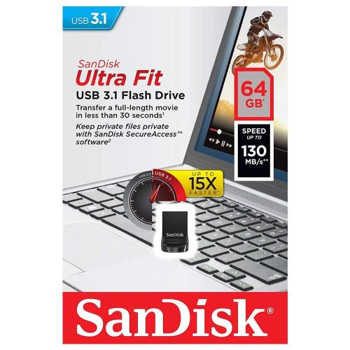 USB 3.1 Flash Disk SanDisk Ultra Fit SDCZ430 USB A 64GB 130MB/s Μαύρο (619659163730) USB 3.1 Flash Disk SanDisk Ultra Fit SDCZ430 USB A 64GB 130MB/s Μαύρο (619659163730)