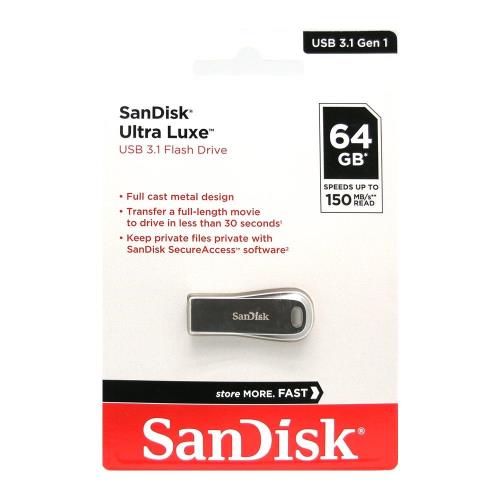 USB 3.1 Flash Disk SanDisk Ultra Luxe SDCZ74 USB A 64GB 150MB/s Ασημί (619659172831) USB 3.1 Flash Disk SanDisk Ultra Luxe SDCZ74 USB A 64GB 150MB/s Ασημί (619659172831)