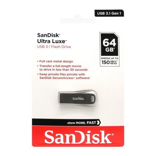 USB 3.1 Flash Disk SanDisk Ultra Luxe SDCZ74 USB A 64GB 150MB/s  (619659172831)