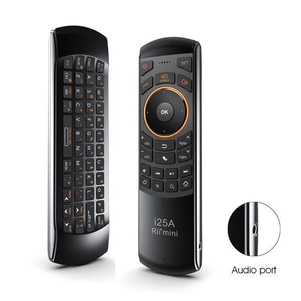 Riitek RT-MWK25A (i25A) Mini Wireless QWERTY Keyboard, Air Mouse & IR Remote Combo with Audio