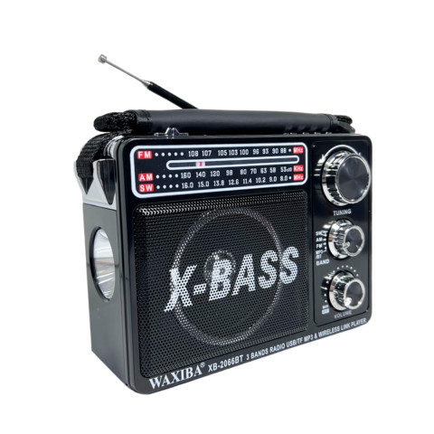 Waxiba XB-895REC Black Portable Bluetooth Speaker with FM/AM/SW Radio + microSD + USB + Φακός + Ηχογράφηση Waxiba XB-895REC Black Portable Bluetooth Speaker with FM/AM/SW Radio + microSD + USB + Φακός + Ηχογράφηση