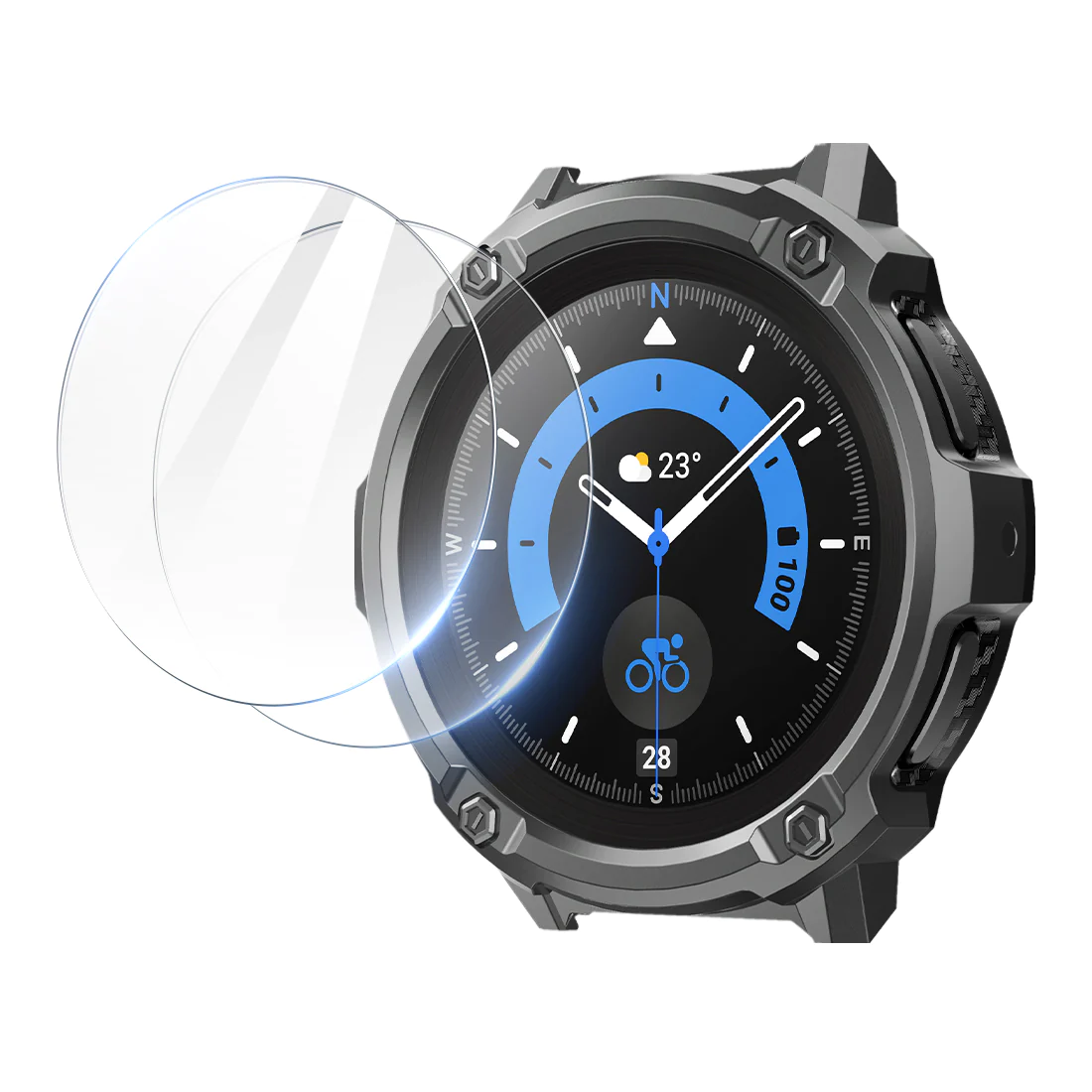 Supcase Unicorn Beetle Rugged Case Black & Glass Screen Protector  Samsung Galaxy Watch 5 Pro 45mm