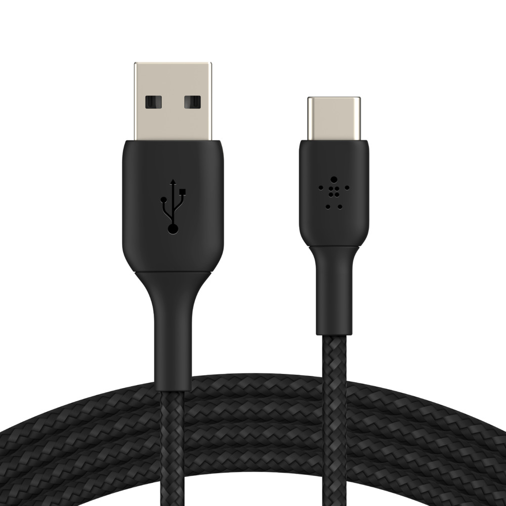 Belkin CAB002bt1MBK USB --> Type-C Data Transfer & Charge Cable 1m | Tested 10000+ Bends (Braided) | USB-IF Certified | 12W