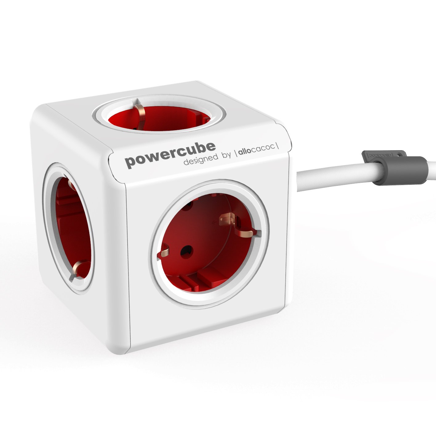 Allocacoc PowerCube Extended Red | Πολύπριζο 5 Θέσεων + Βάση Στήριξης + Καλώδιο 1.5m Allocacoc PowerCube Extended Red | Πολύπριζο 5 Θέσεων + Βάση Στήριξης + Καλώδιο 1.5m