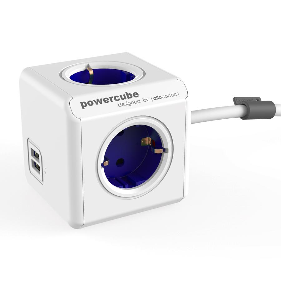 Allocacoc PowerCube Extended USB Blue | Πολύπριζο 4 Θέσεων + 2 x USB @ 2.1A + Βάση Στήριξης + Καλώδιο 1.5m Allocacoc PowerCube Extended USB Blue | Πολύπριζο 4 Θέσεων + 2 x USB @ 2.1A + Βάση Στήριξης + Καλώδιο 1.5m
