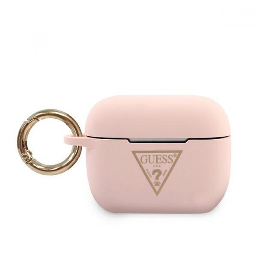 Guess Triangle Logo Silicone Case Pink   Apple Airpods Pro (GUACAPLSTLPI)