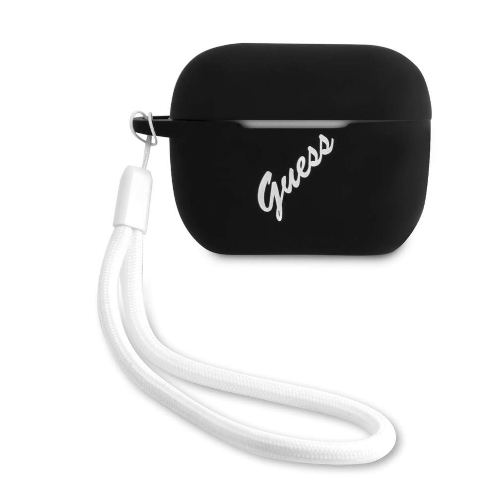 Guess Vintage Script Silicone Case Black   Apple Airpods Pro (GUACAPLSVSBW)