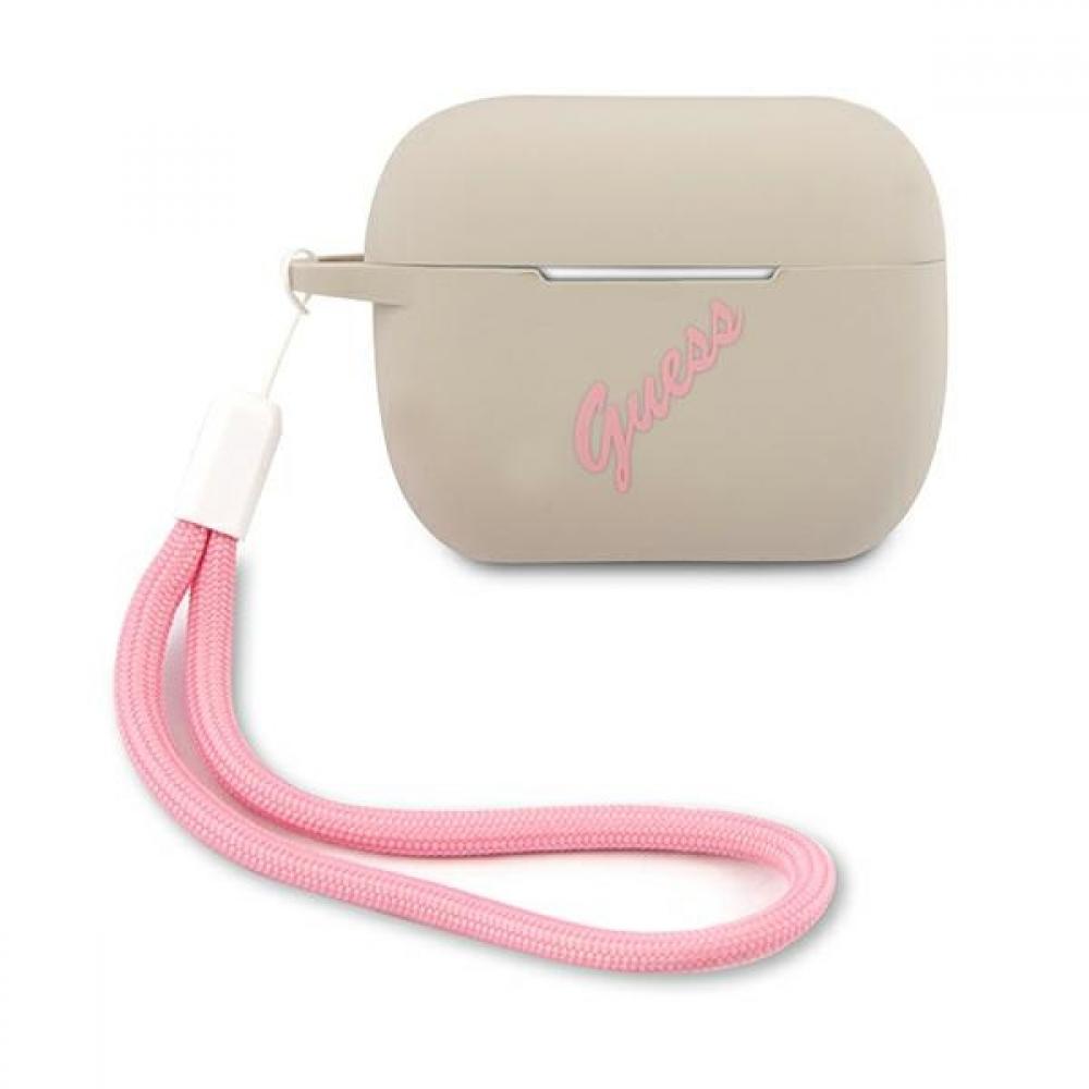 Guess Vintage Script Logo Silicone Case Pink   Apple Airpods Pro (GUACAPLSVSGP)