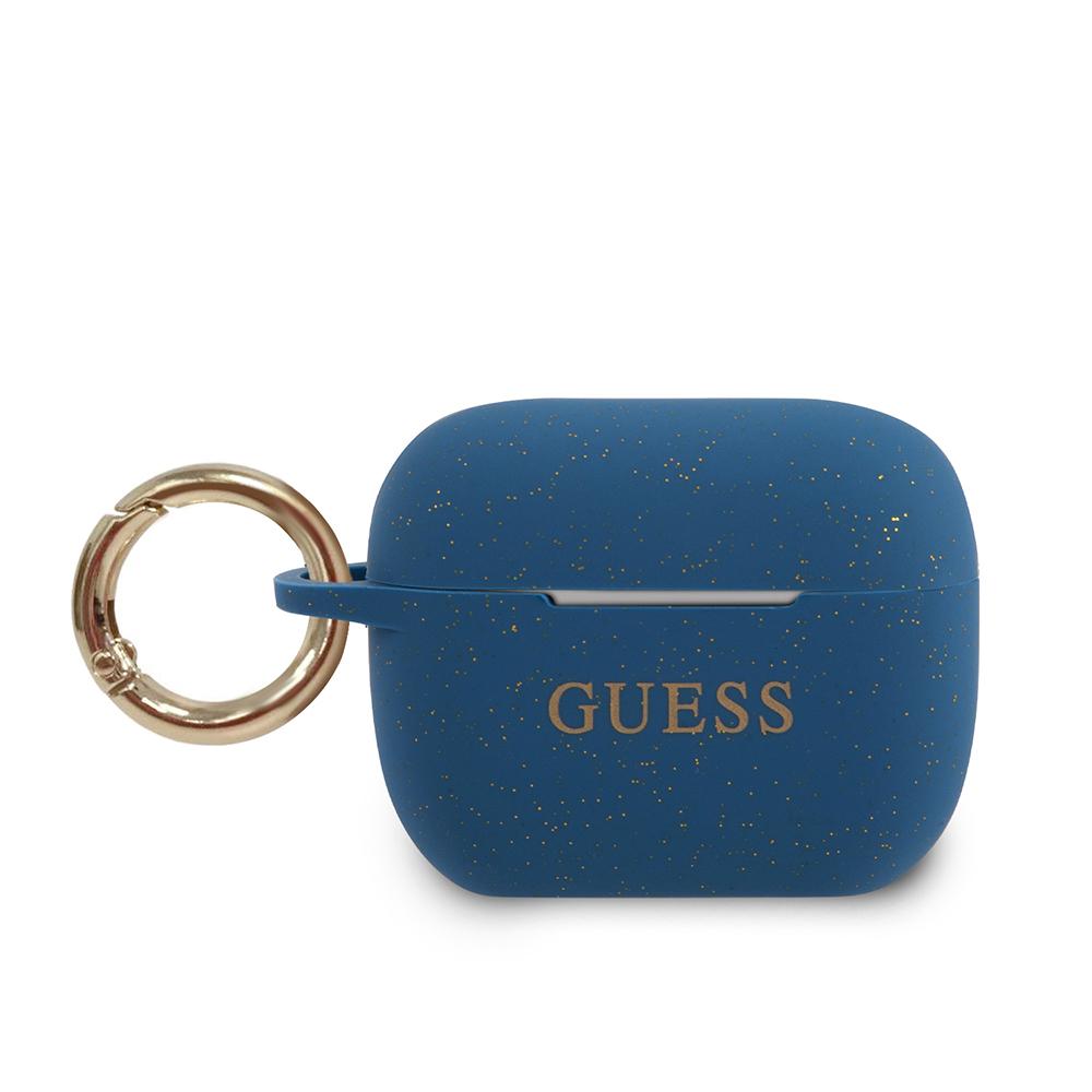 Guess Printed Logo Silicone Case Light Blue / Glitter   Apple Airpods Pro (GUACAPSILGLBL)