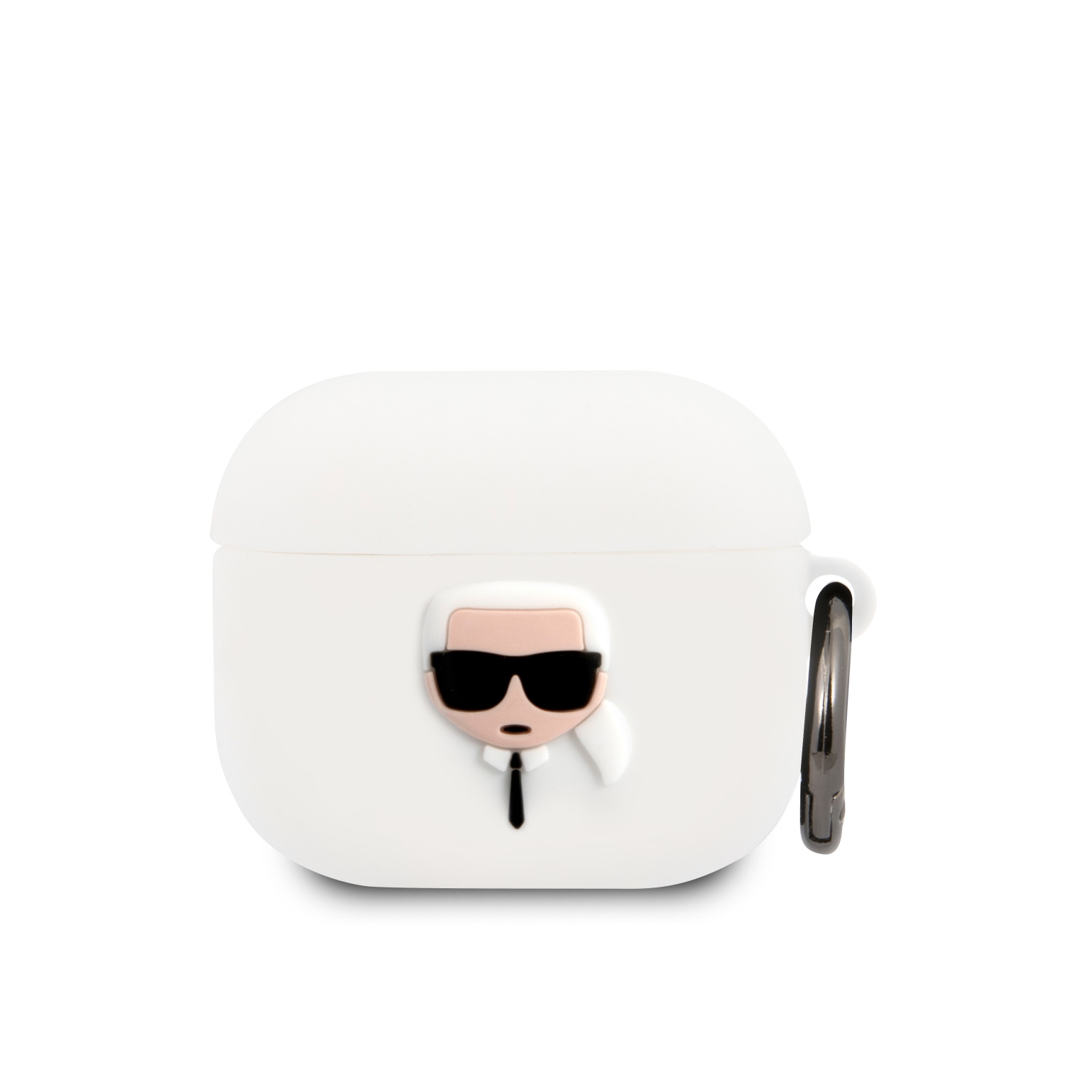 Karl Lagerfeld Embossed Logo Karls Head Collection Silicone Case White   Apple Airpods (3rd Gen, 2021)