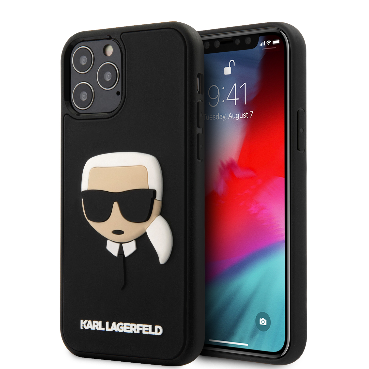 Karl Lagerfeld 3D Rubber Karls Head Case Black  Apple iPhone 12 / iPhone 12 Pro