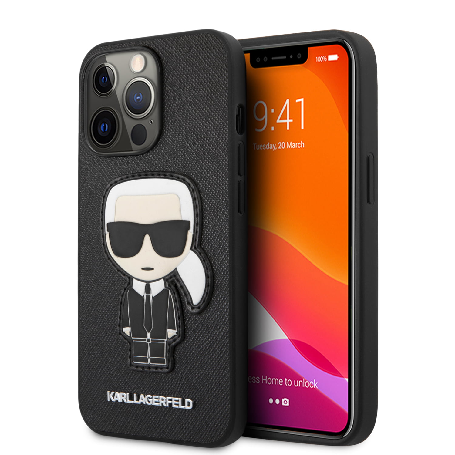 Karl Lagerfeld Ikonik Patch Saffiano Hard () Black  Apple iPhone 13 Pro