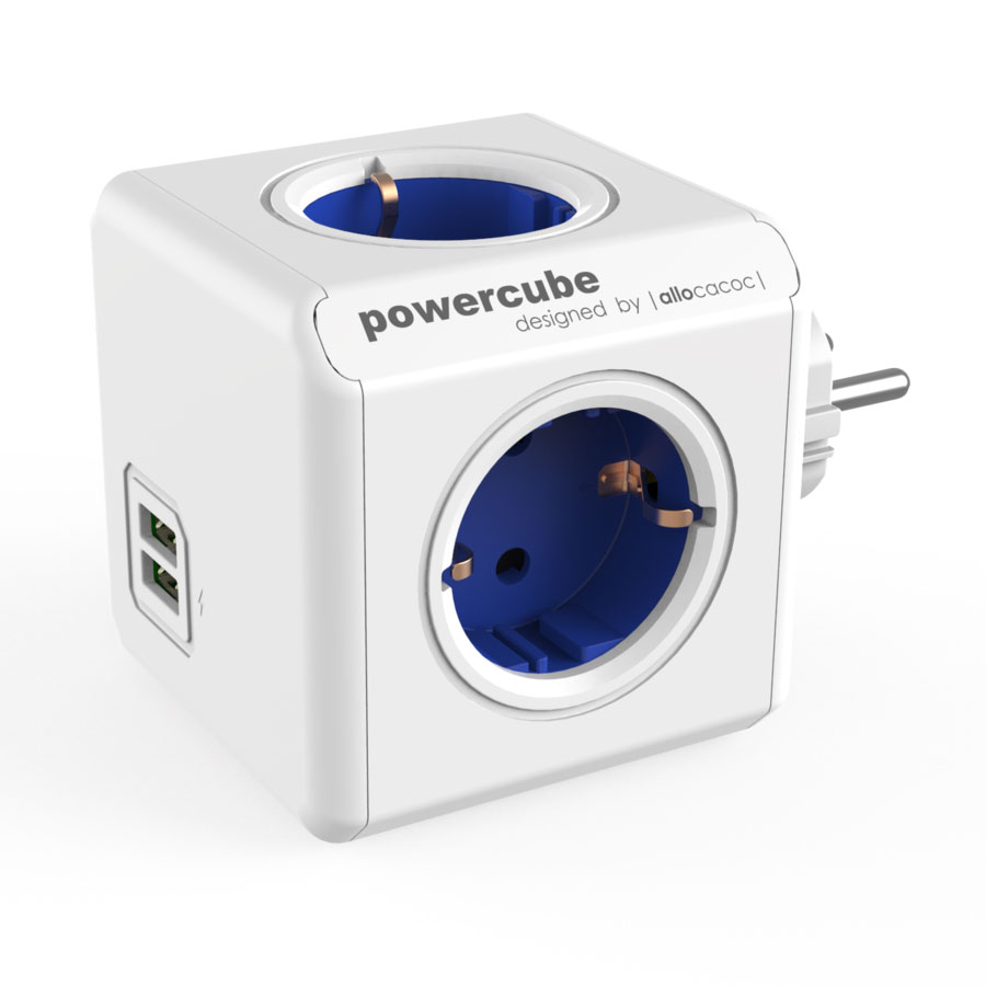 Allocacoc PowerCube Original USB Blue | Πολύπριζο 4 Θέσεων + 2 x USB @ 2.1A Allocacoc PowerCube Original USB Blue | Πολύπριζο 4 Θέσεων + 2 x USB @ 2.1A