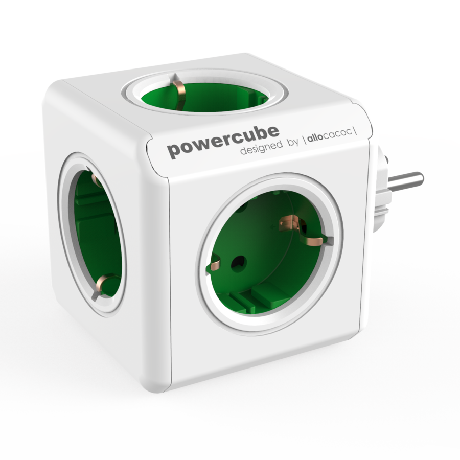 Allocacoc PowerCube Original Green | Πολύπριζο 5 Θέσεων Allocacoc PowerCube Original Green | Πολύπριζο 5 Θέσεων