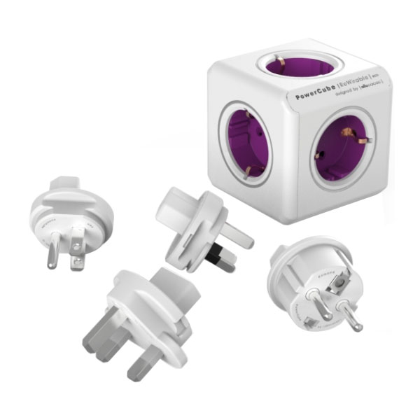 Allocacoc PowerCube Rewirable Purple | Πολύπριζο 5 Θέσεων + 4 x Travel Plugs Allocacoc PowerCube Rewirable Purple | Πολύπριζο 5 Θέσεων + 4 x Travel Plugs