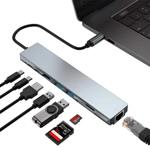 Powertech PTH-103 USB-C Multiport Docking Station | 8 Θυρών | PD 100W Powertech PTH-103 USB-C Multiport Docking Station | 8 Θυρών | PD 100W