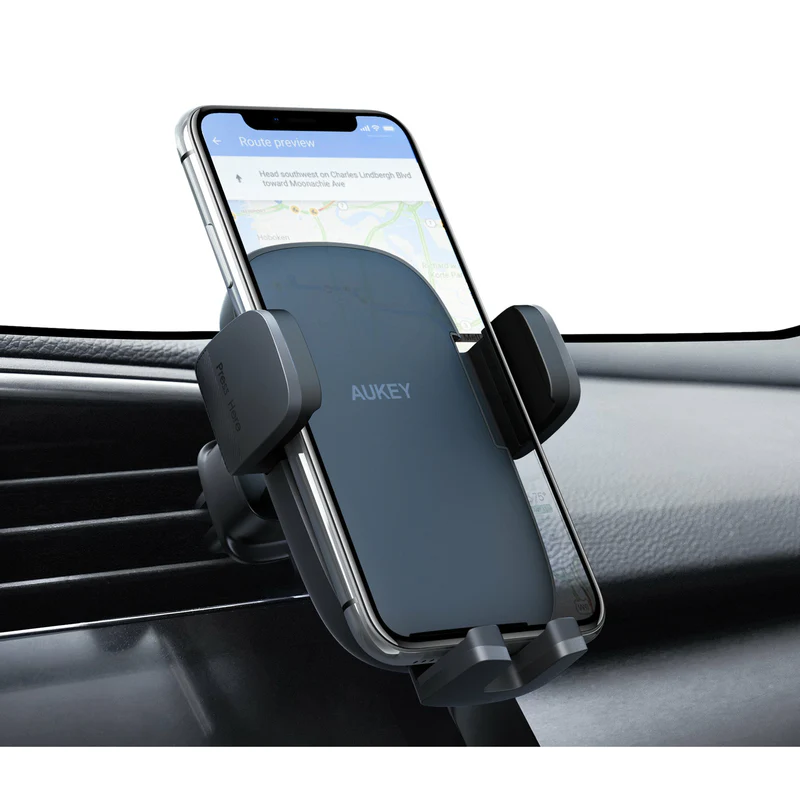 Aukey HD-C58 Car Phone Mount Upgraded Vent Clip | One-Hand Operation | Multi-Angle | Charging Hole