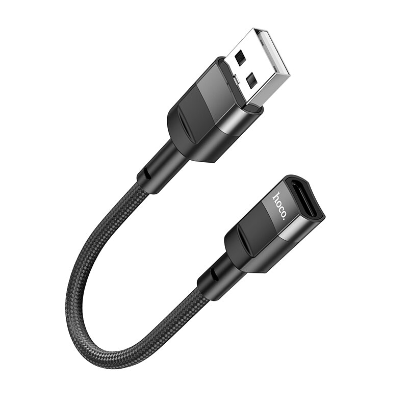 Hoco U107 Black USB Male to Type-C Female Cable (10cm) - συμβατό για φόρτιση 2A Hoco U107 Black USB Male to Type-C Female Cable (10cm) - συμβατό για φόρτιση 2A